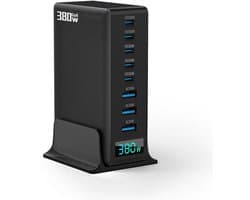 380W USB C Snellader - 8 Poorts - Desktop Oplader - 100W PD Fast Charging - Geschikt voor Smartphone, Laptop en Tablet - Staza