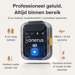 Sonerus Pro - Lavalier - Draadloze Microfoon - 2 Stuks - Geschikt voor Alle Smartphones, Camera & Laptop - Microfoons - Plug & Play - Incl. 2 Windshields — thumbnail 2