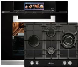 Inbouwoven - Kaiser - EH 6344 - Inbouwoven 60 cm - Zwart glas- 79 l - Air fryer- TFT - automatische braadfunctie + Gaskookplaat - KCG 6394 - kookplaat 60cm — thumbnail 1