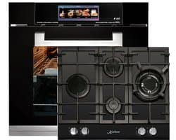 Inbouwoven - Kaiser - EH 6344 - Inbouwoven 60 cm - Zwart glas- 79 l - Air fryer- TFT - automatische braadfunctie + Gaskookplaat - KCG 6394 - kookplaat 60cm