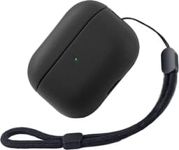 Crrynuo- AirPods 4e generatie beschermhoes - voor Apple AirPods 4 met polsband beschermhoes- leren touch design AirPods 4 beschermhoes (zwart) — thumbnail 1
