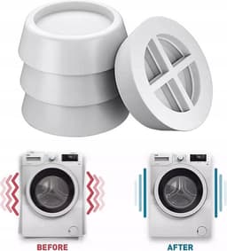 Trillingsdempers Voetjes Voor Wasmachine & Droger - Antislip Rubber Pootjes Extra Dik - Anti Trilling / Vibratie Dempers Pads Verhoger - Schokdempers - Set Van 4 Stuks - Wit — thumbnail 3
