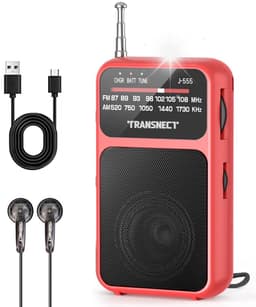 TRANSNECT® - Draagbare Noodradio - Rood - AM/FM - Oplaadbaar & Op Batterijen - Koptelefoonaansluiting - Draagbare Radio - Wereldradio - Noodpakket Must Have - Zakradio - Voor Rampen - Kleine - Transistor Radio - Telescopische Antenne — thumbnail 1