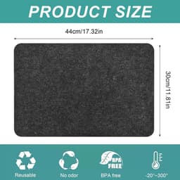2Pcs Heat Resistant Mat 44 X 30cm - Fireproof Mat - Hittebestendige Mat - Vilt Mat Voor Air Fryer - Koffiemaker - Magnetron (Donkergrijs) — thumbnail 2