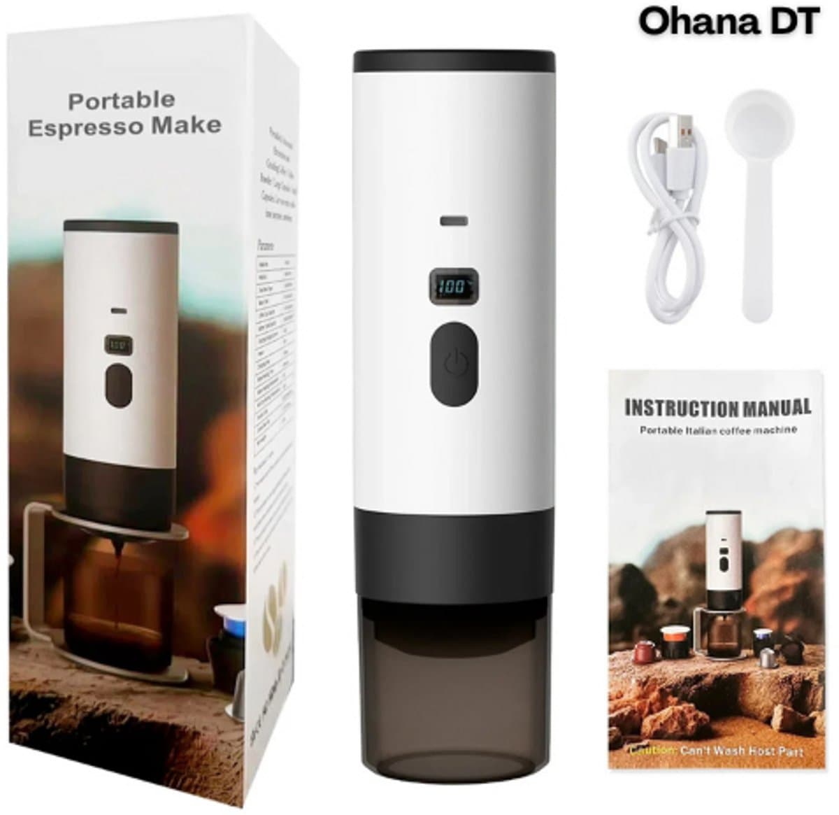 Ohana DT - Draagbaar Koffiezetapparaat - Draagbare Koffiemachine - Geschikt Voor Poeder \ Capsules \ Dolce Gusto = — afbeelding 1