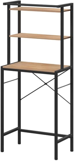 Wasmachine Kast - Wasmachine Meubel - Opbergkast - Badkamer - Waskamer - 3 Planken - Zwart - Hout — thumbnail 2