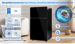 72L mini-koelkast, zwarte glazen deur, 39 dB, 7-fasen temperatuurregeling, LED-verlichting, R600-koelmiddel, directe koeling, geschikt voor keuken, woonkamer, camper en kantoor in 12.120KWH/Annum — thumbnail 3