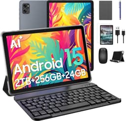 BESTTAB T20 Tablet - 5000mAh - 5G WiFi - 24GB RAM - 256GB ROM - Android 16 - Octa-core - Met QWERTY Toetsenbord - Muis - Pen - Hoes - Grijs — thumbnail 1