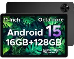 DOOGEE Tablet U11-Android 15 -11 inth 90 Hz-16 GB RAM+ 128 GB ROM/TF 2TB - Dubbele boxluidsprekers - 8580 mAh - Face ID - 5G WiFi - Widevine L1 - GPS - Zwart