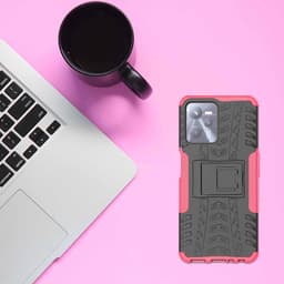 Robuuste Shell Hoesje voor smartphones in Groen - Dubbellaags Armor Cover voor optimale bescherming - Anti-kras PC en Schokbestendig TPU materiaal - Inclusief Opvouwbare Houder voor extra gemak — thumbnail 3
