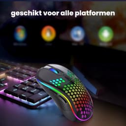 Kubus draadloze gaming muis - 3 verschillende DPI standen - rechtshandig - RGB verlichting - 82 gram - Zwart - werkt met alle software - ergonomisch — thumbnail 2