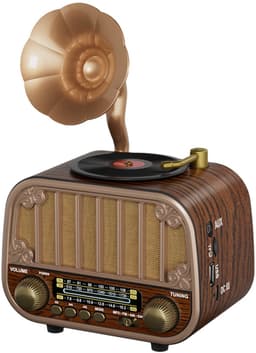 Vintage Draagbare Draadloze Radio - AM/FM/SW Radio Met Bluetooth - Met USB en Oplaadbare Batterij - Antenne, AUX & TF Kaart Afspeelbaarheid - Draadloze Connectiviteit - Geschikt Voor Ouderen - Ideaal voor Thuis & Buitengebruik - Perfect Cadeau — thumbnail 1