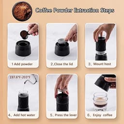 Draagbare espressomachine, geschikt voor capsules en gemalen koffie, handmatig bedienbaar reiskoffiezetapparaat, minikoffiezetapparaat, klein draagbaar koffiezetapparaat, voor kamperen, wit reizen — thumbnail 4