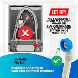 Fixem Aansluitset 1.5 Meter Toevoerslang met Waterslot en Afvoerslang 19x22 mm Geschikt voor Wasmachine en Vaatwasser met 3/4 Wartelaansluiting Aanvoerslang — thumbnail 5