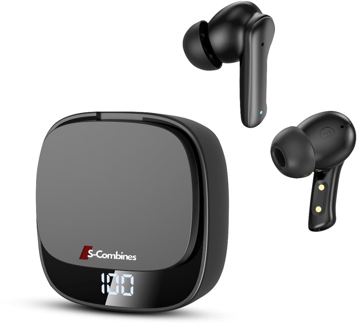 S-Combines Live Pro 2 - Draadloze Oordopjes - Bluetooth - Noise Cancelling ANC+ENC - 35 uur speeltijd - LED Display - Met Microfoon - Zwart — afbeelding 1