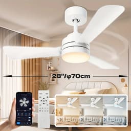 Nivard Plafondventilator - Met Verlichting - Plafond Ventilator - Met Lamp - Plafonniere Met Ventilator - Met Licht - Wit - 70cm — thumbnail 2
