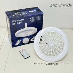 Bovista Plafondventilator - Met Verlichting - Plafond Ventilator - Met Lamp - Plafonniere Met Ventilator - Met Licht - Wit - 23cm — thumbnail 3