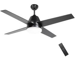 Bovista Plafondventilator - Met Verlichting - Plafond Ventilator - Met Lamp - Plafonniere Met Ventilator - Met Licht - Zwart - 130cm