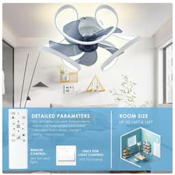 Livano Plafondventilator - Met Verlichting - Plafond Ventilator - Met Lamp - Plafonniere Met Ventilator - Met Licht - Wit - 50cm — thumbnail 2