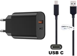 OneOne 20W snellader met 2 poorten + 1,0m sterke USB C kabel. PD lader. Oplader adapter past op Sony Xperia 10, 10 II (2), 10 III (3), 10 III Lite (3), 10 IV (4), 10 V (5), 10 VI (5), 10 Plus — thumbnail 1