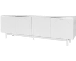 Televisiekast opbergkast zijkast geschikt voor televisies van 50-59 inch met 4 deuren en verstelbare plankjes modern minimalistisch design met een subtiele luxe uitstraling 175 x 38 x 56 cm wit