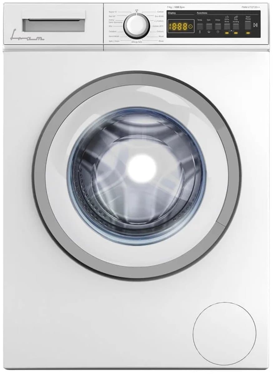 Fram FWM-V712T2D Wasmachine – 7 kg – 15 Wasprogramma’s – LED Display – 1200 tpm – Allergieprogramma – Anti Kreuk – Kinderslot – 5 Jaar Garantie – Wit — afbeelding 1