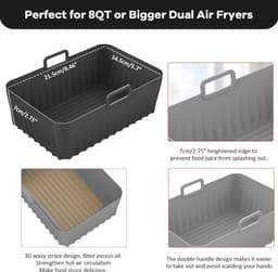 JeiibrZui Siliconen Mal voor de Airfryer - 21,5 cm - 2 Stuks - Airfryer Accessoires - Olieafvoerend Design - Zwarte Airfryer Ovenschaal — thumbnail 2