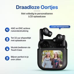 Otiume Draadloze Oordopjes - LCD Scherm Bluetooth Oortjes Wireless Earbuds Touchscreen Earphones - Zwart — thumbnail 2