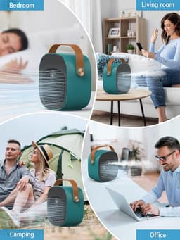 Draagbare ventilator - 4000 mAh oplaadbare miniventilator - 3 snelheidsinstellingen - 5-10 uur looptijd - Stille bureauventilator - Persoonlijke luchtkoeler voor thuis, slaapkamer, reizen, kantoor en buiten - Groen — thumbnail 4