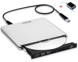 Externe CD/DVD Speler USB 2.0 – Compatibel met , Laptop en Windows 7/8 PC Zilver