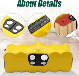 5000 mAh Geschikt voor iRobot Roomba R3 500 600 800 900 510 530 532 535 540 550 560 562 570 580 620 630 650 660 760 780 790 880 Vervangende accu (4 Veegborstels + 4 Schroeven) — thumbnail 4