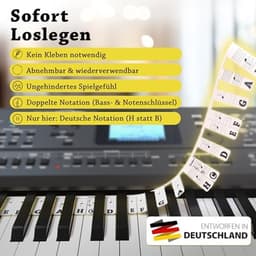 Piano Oplegger - Keyboard Noten Gids - Toetsenbelettering Zonder Stickers - Siliconen Toetsenbord voor 61 & 88 Toetsen - Verwijderbaar & Herbruikbaar - Voor Beginners - Piano Accessoires - Inclusief E-book - Zwart/Wit — thumbnail 2