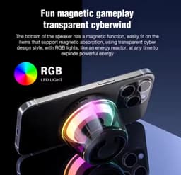 SX-M2 Bluetooth Mini Speaker – Magnetische Telefoonhouder – RGB Lichtshow – Compact & Draagbaar – Tot 5 Uur Speeltijd – IPX4 Spatwaterdicht — thumbnail 2