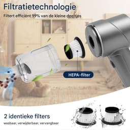 EXCITAT Handheld stofzuiger - Autostofzuiger - Draadloze autostofzuiger - 3 in 1 - Met 2 HEPA filters - Voor auto, kantoor en thuis — thumbnail 3