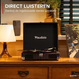 Platenspeler met speakers - Audizio RP111BK - Retro platenspeler - LP speler - Model 2025 - Zwart — thumbnail 3