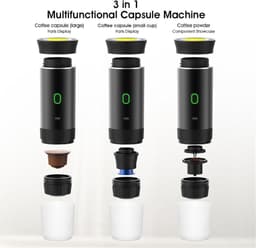 Draagbaar Koffiezetapparaat voor Onderweg - Draadloos voor in de Auto - 12 Volt - Espresso - Capsule Koffie - Oploskoffie - Cups - Oplaadbaar - black — thumbnail 2