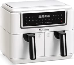 TurboTronic AF118 Dubbele Airfryer XXL - Digitale Heteluchtfriteuse - Dubbele mand - 7,6 Liter - 2x 3,8L - 12 programma's - Touchscreen - Wit — thumbnail 2