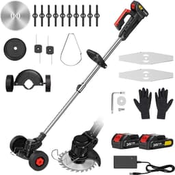 MKSS® Zweefmaaier - Bosmaaier Electrisch - Grastrimmer met Accu - Grasmaaier - Handmaaier met Wielen - Zwart — thumbnail 1