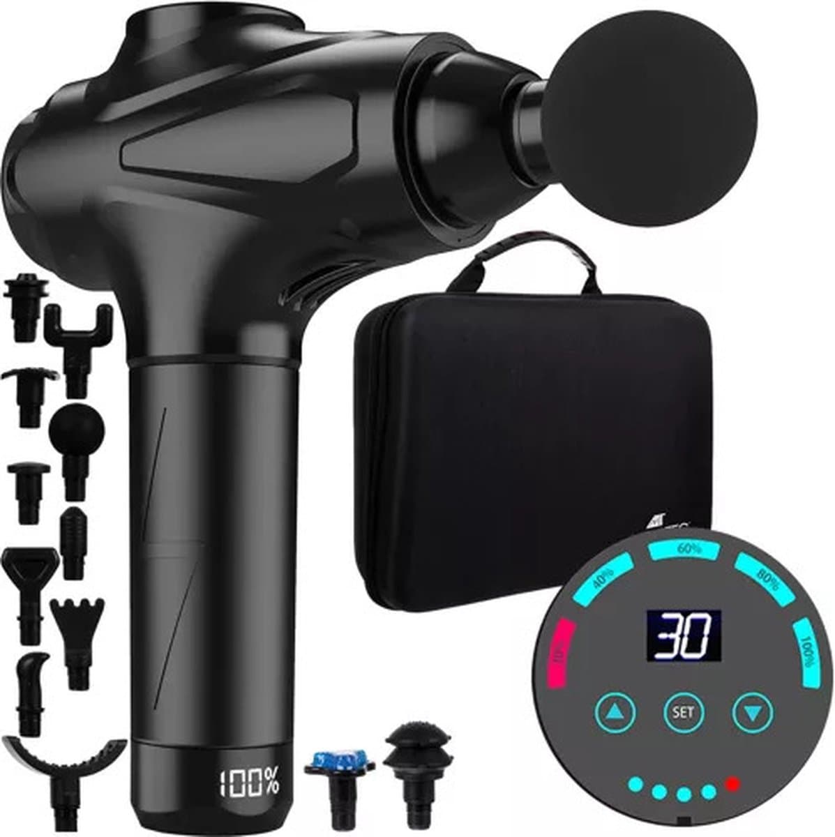 Massage Gun Professioneel - 12 Opzetstukken - Massage Apparaat - Massage Pistool 30 Standen - Massageapparaat - Massagegun — afbeelding 1