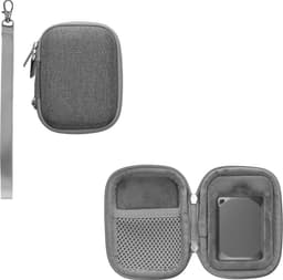 kwmobile hoes voor draagbare SSD - geschikt voor Crucial X9 Pro / X10PRO / X6 / WD Elements SE 1T 2T - Met ritssluiting - Hard shell case in grijs — thumbnail 1