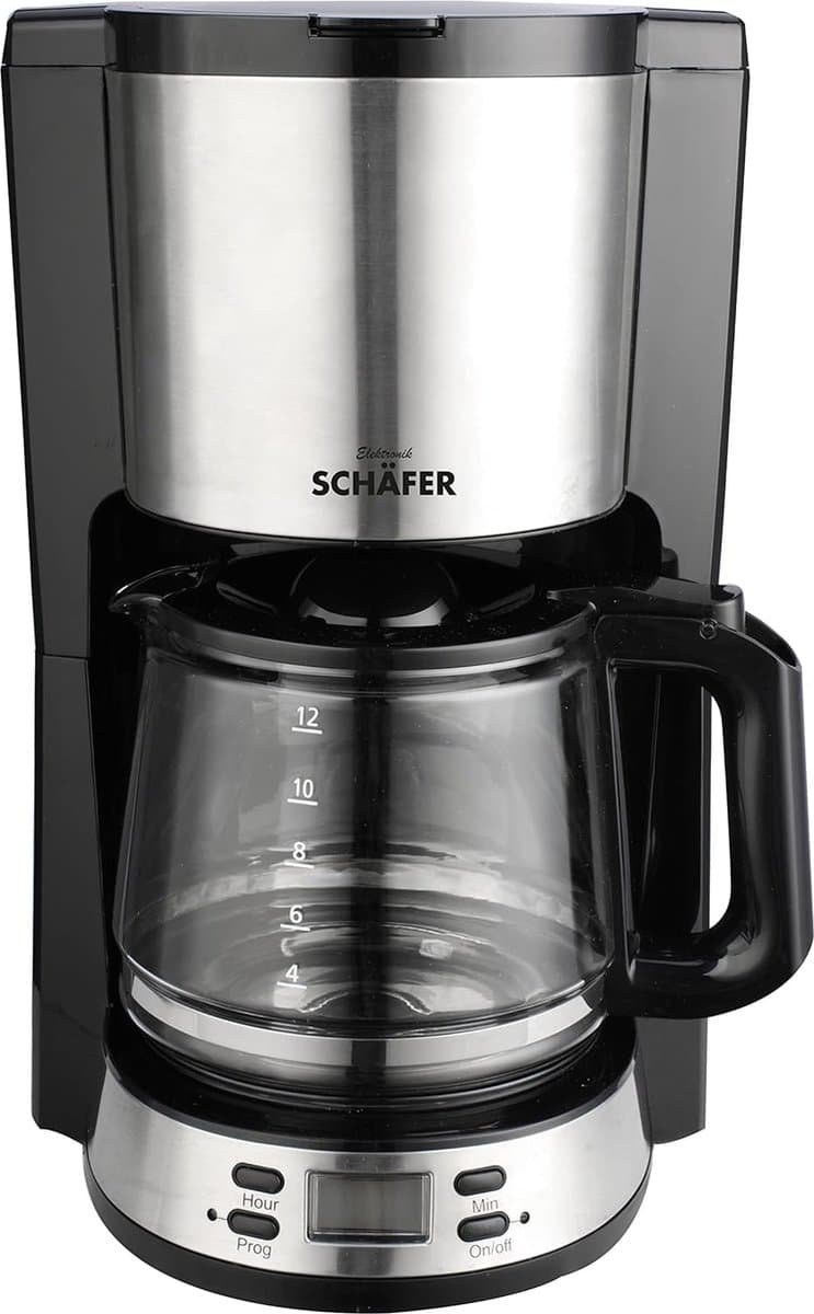 Schäfer Coffe Maker - 1,5 liter koffiezetapparaat met timer - Koffiezetapparaat met Roestvrijstalen Applicaties — afbeelding 1