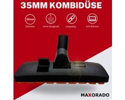 Maxorado Combimondstuk voor uw stofzuiger 35 mm - geschikt voor Bosch, Siemens, AEG, Quigg, Kärcher, Fakir, EIO, Samsung, Panasonic, Clatronic - borstel universeel 35mm