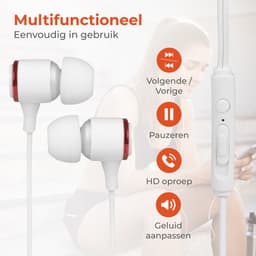 Nuvance Oortjes met Draad - 3.5mm Jack Aansluiting - Oordopjes met Draad - In-Ear Oortjes met Draad en Microfoon - Wit — thumbnail 3