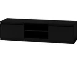 Topeshop RTV140 CZARNY, Zwart, Deeltjes-board, Zwart, Deeltjes-board, 2 schappen, 1400 mm