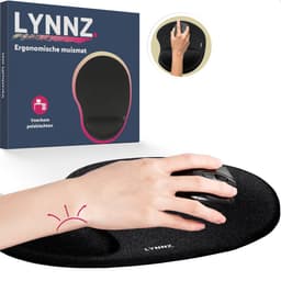 Lynnz® Muismat met polssteun ergonomisch zwart | gel - anti RSI - ergonomische muismat - muis - muismatten - rechtshandig - gaming - kantoor — thumbnail 2
