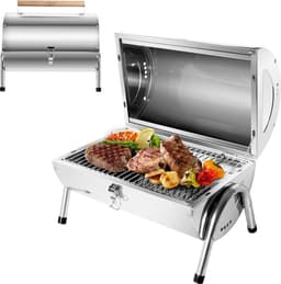 Roestvrijstalen klapgrill met dubbel grilloppervlak - 34 x 215 cm - voor outdoor koken en picknick — thumbnail 1