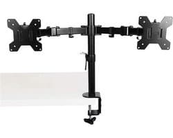 Monitorarm Dubbel – Universele Monitorstandaard 2 Schermen – Kantelbaar & Zwenkbaar – 10-32 Inch - Dubbele Monitor Beugel – Zwart – Bureau Bevestiging met Bladklem