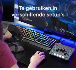 FIFINE KS-5 - Starterspack - AM8 & SC3 - Podcast Starterspack - Gaming Streaming - USB RGB Microfoon - Streaming Deck - DJ Mixer - Zwart — thumbnail 4