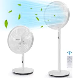 Aigostar Statiefventilator Sedate - Staande ventilator-Afstandsbediening-Timer- Stille Werking -3 snelheden- In hoogte verstelbaar - 7 bladen - 45W - Wit — thumbnail 1