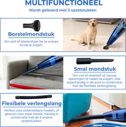 TTD® Premium Autostofzuiger Draadloos - Extra Krachtig 14.000 Pa - Nat & Droog - Inclusief Premium HEPA-filter - Draadloze Kruimelzuiger - Stofzuiger voor Auto - Handstofzuiger - Kruimeldief — thumbnail 5